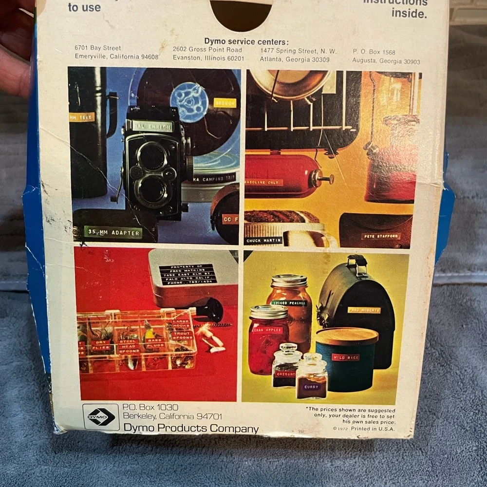 Vintage DYMO Home Label Maker 1970's Model 1800 Blue Teal Original With Box